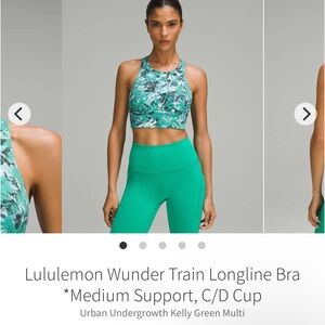NWT Lululemon long line Wunder train C/D bra size 4